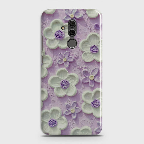 Huawei Mate 20 Lite Cover - Floral Series - Design 4 - Purple & White - Matte Finish - Snap On Hard Case with LifeTime Colors Guarantee