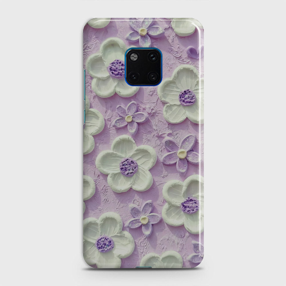 Huawei Mate 20 Pro Cover - Floral Series - Design 4 - Purple & White - Matte Finish - Snap On Hard Case with LifeTime Colors Guarantee