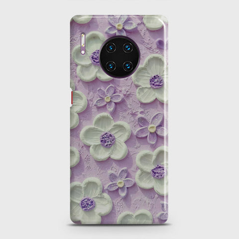 Huawei Mate 30 Pro Cover - Floral Series - Design 4 - Purple & White - Matte Finish - Snap On Hard Case with LifeTime Colors Guarantee