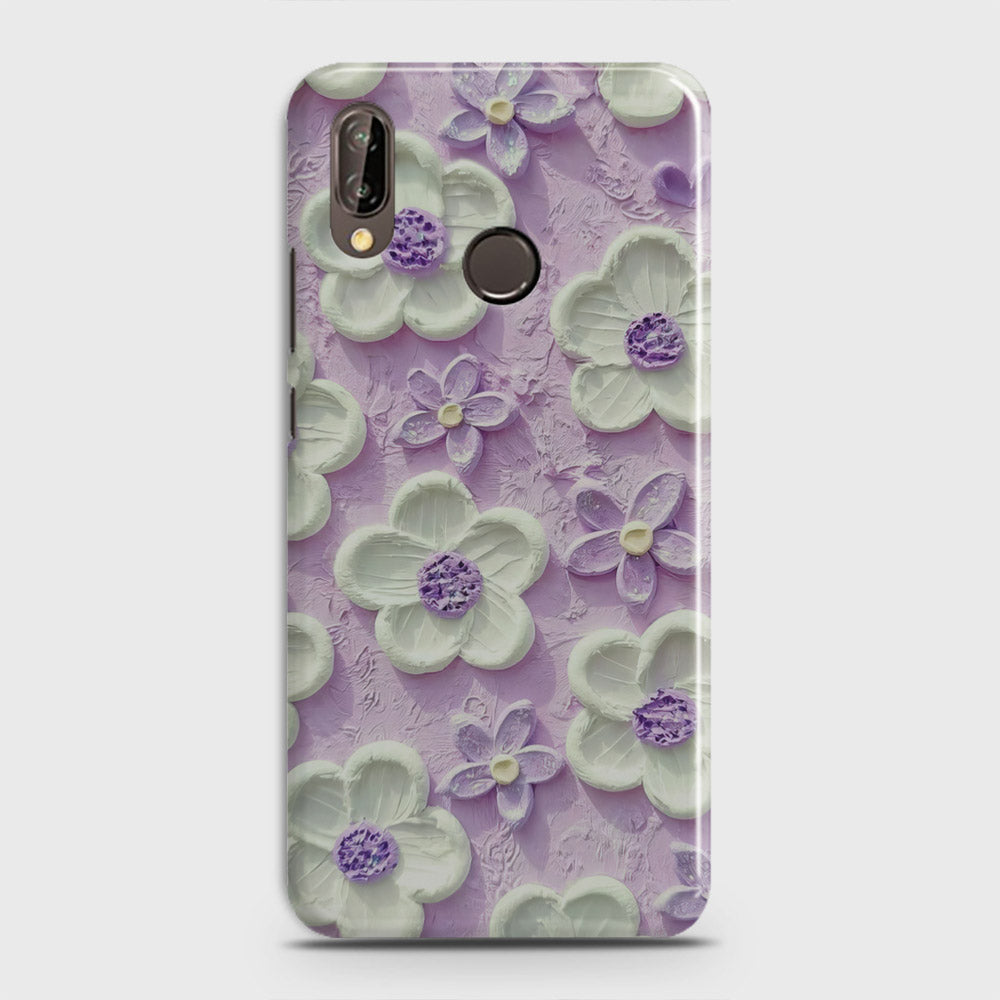 Huawei Nova 3 Cover - Floral Series - Design 4 - Purple & White - Matte Finish - Snap On Hard Case with LifeTime Colors Guarantee