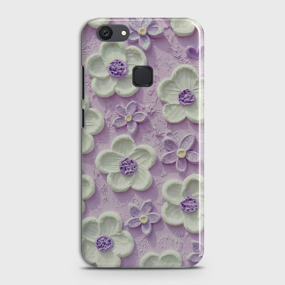 Vivo Y81 Cover - Floral Series - Design 4 - Purple & White - Matte Finish - Snap On Hard Case with LifeTime Colors Guarantee