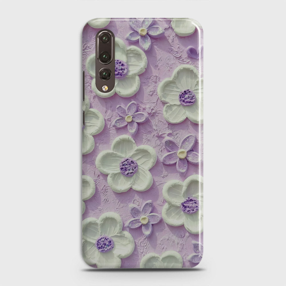 Huawei P20 Pro Cover - Floral Series - Design 4 - Purple & White - Matte Finish - Snap On Hard Case with LifeTime Colors Guarantee