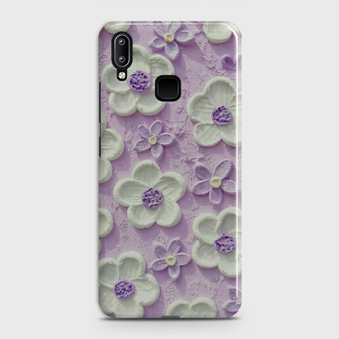 Vivo V11 Cover - Floral Series - Design 4 - Purple & White - Matte Finish - Snap On Hard Case with LifeTime Colors Guarantee