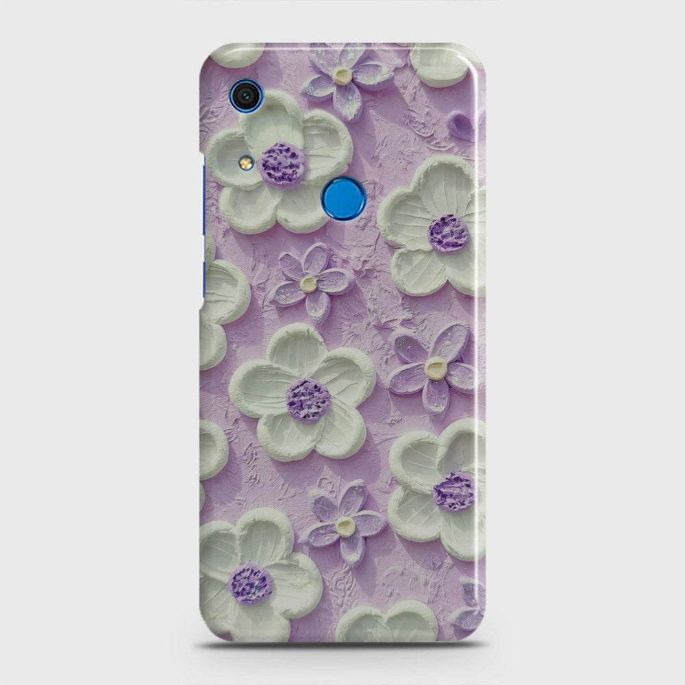 Huawei Y6s 2019 Cover - Floral Series - Design 4 - Purple & White - Matte Finish - Snap On Hard Case with LifeTime Colors Guarantee