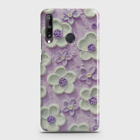 Huawei Y7p  Cover - Floral Series - Design 4 - Purple & White - Matte Finish - Snap On Hard Case with LifeTime Colors Guarantee