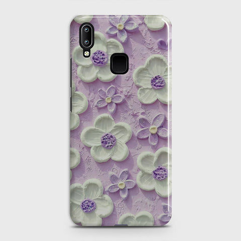 Vivo Y95 Cover - Floral Series - Design 4 - Purple & White - Matte Finish - Snap On Hard Case with LifeTime Colors Guarantee