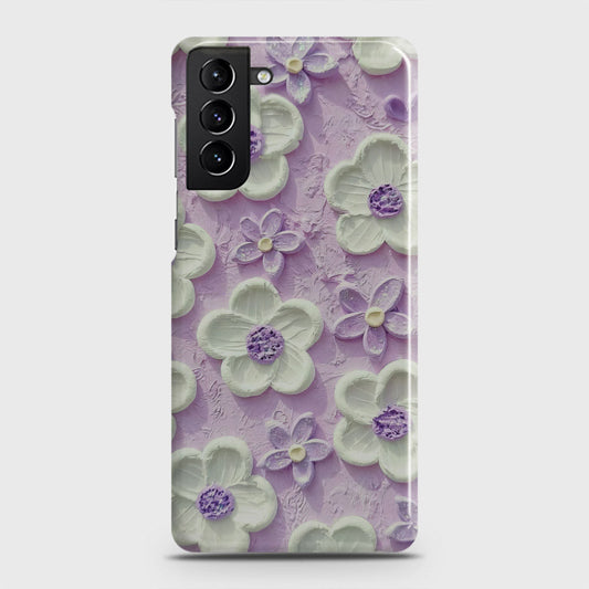 Samsung Galaxy S21 Plus 5G Cover - Floral Series - Design 4 - Purple & White - Matte Finish - Snap On Hard Case with LifeTime Colors Guarantee