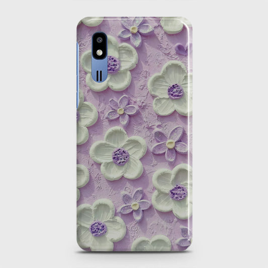 Samsung Galaxy A2 Core Cover - Floral Series - Design 4 - Purple & White - Matte Finish - Snap On Hard Case with LifeTime Colors Guarantee