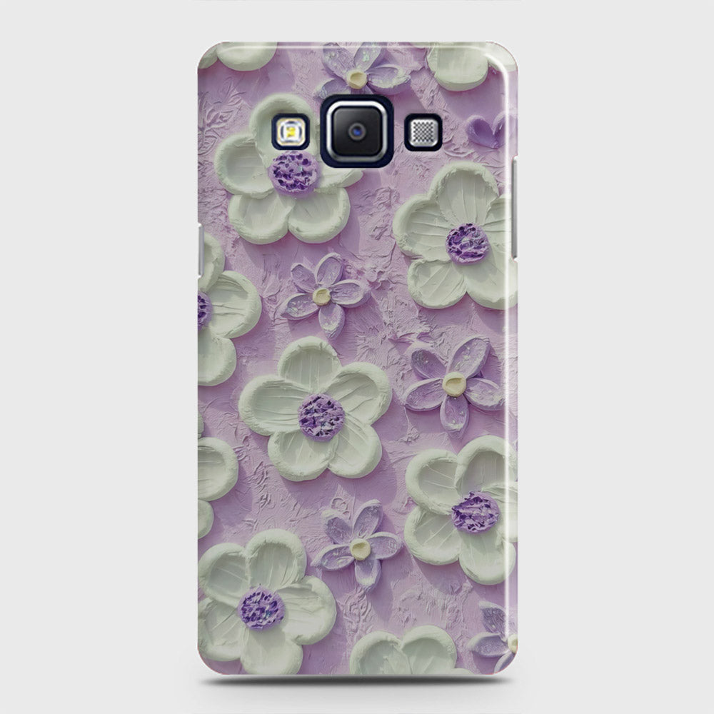 Samsung Galaxy A7 2015 Cover - Floral Series - Design 4 - Purple & White - Matte Finish - Snap On Hard Case with LifeTime Colors Guarantee