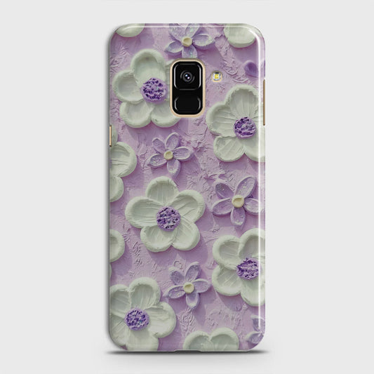 Samsung Galaxy A8 2018 Cover - Floral Series - Design 4 - Purple & White - Matte Finish - Snap On Hard Case with LifeTime Colors Guarantee