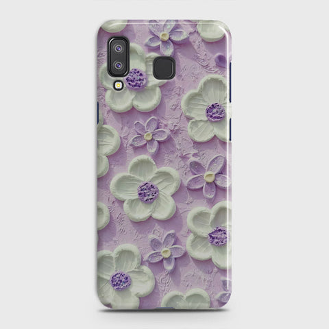 Samsung Galaxy A9 Star Cover - Floral Series - Design 4 - Purple & White - Matte Finish - Snap On Hard Case with LifeTime Colors Guarantee