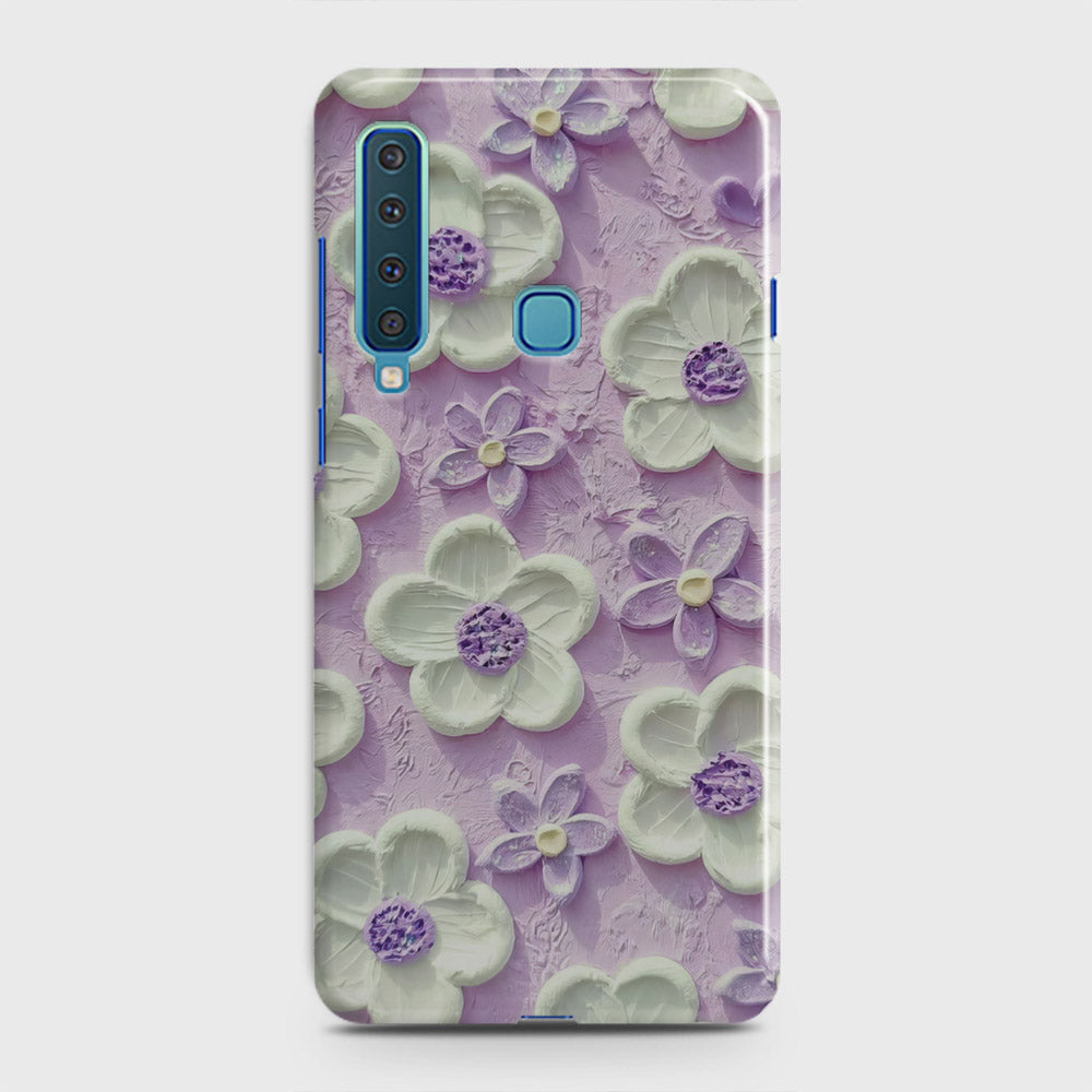 Samsung Galaxy A9s Cover - Floral Series - Design 4 - Purple & White - Matte Finish - Snap On Hard Case with LifeTime Colors Guarantee