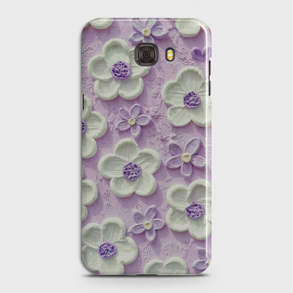 Samsung Galaxy C5 Cover - Floral Series - Design 4 - Purple & White - Matte Finish - Snap On Hard Case with LifeTime Colors Guarantee