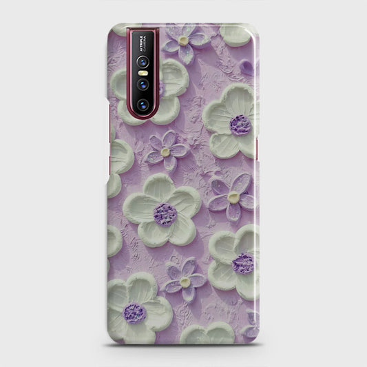 Vivo V15 Pro Cover - Floral Series - Design 4 - Purple & White - Matte Finish - Snap On Hard Case with LifeTime Colors Guarantee