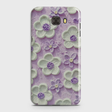 Samsung Galaxy C7 Pro Cover - Floral Series - Design 4 - Purple & White - Matte Finish - Snap On Hard Case with LifeTime Colors Guarantee