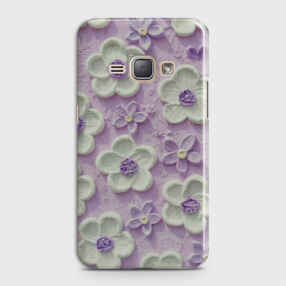 Samsung Galaxy J1 2016 / J120 Cover - Floral Series - Design 4 - Purple & White - Matte Finish - Snap On Hard Case with LifeTime Colors Guarantee