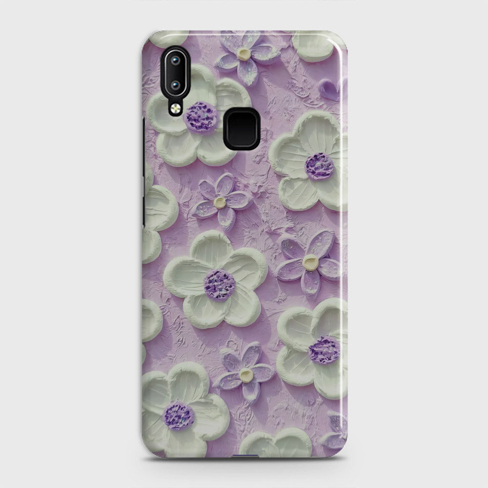 Vivo Y93 Cover - Floral Series - Design 4 - Purple & White - Matte Finish - Snap On Hard Case with LifeTime Colors Guarantee