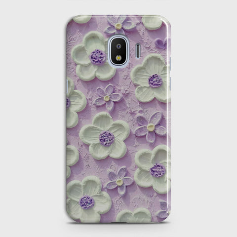 Samsung Galaxy J4 2018 Cover - Floral Series - Design 4 - Purple & White - Matte Finish - Snap On Hard Case with LifeTime Colors Guarantee