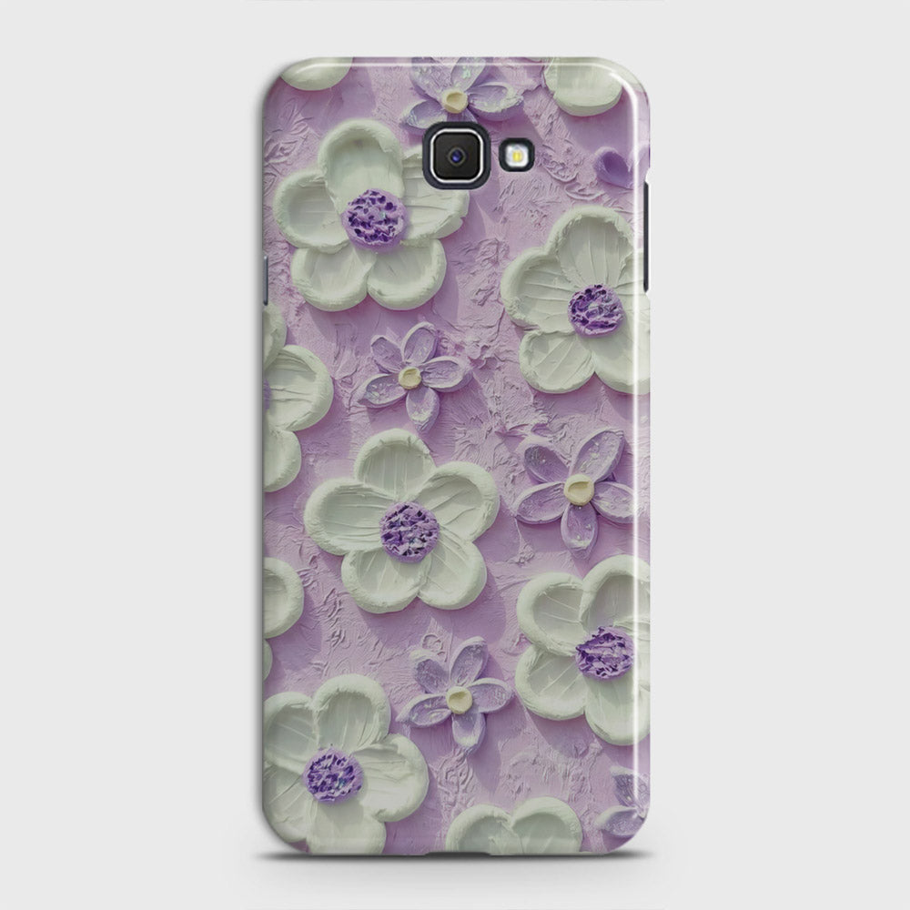 Samsung Galaxy J5 Prime Cover - Floral Series - Design 4 - Purple & White - Matte Finish - Snap On Hard Case with LifeTime Colors Guarantee