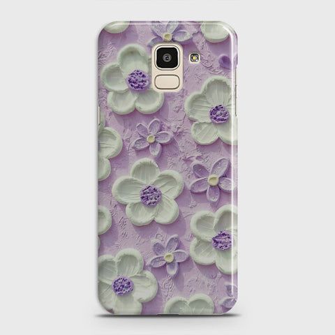 Samsung Galaxy J6 2018 Cover - Floral Series - Design 4 - Purple & White - Matte Finish - Snap On Hard Case with LifeTime Colors Guarantee