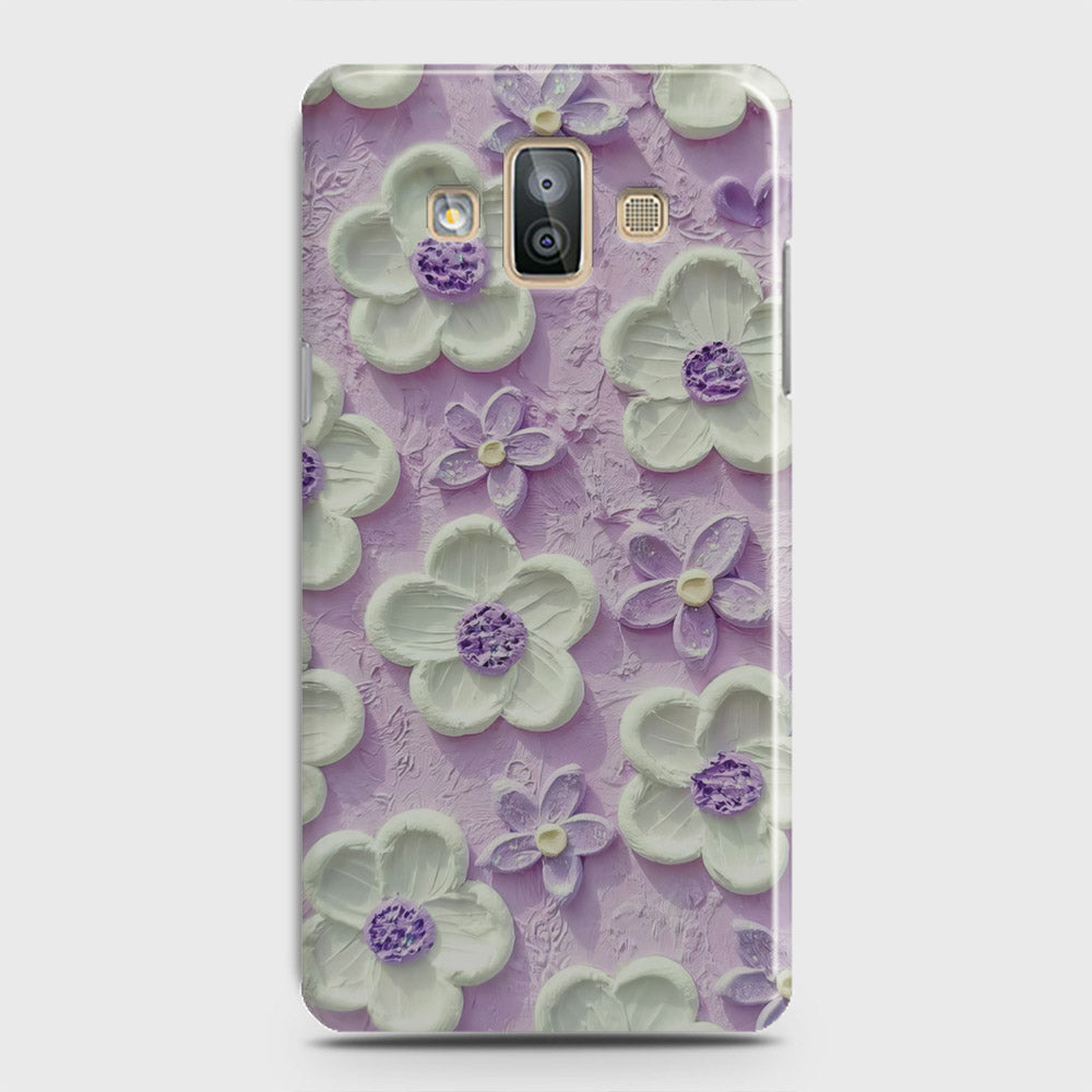 Samsung Galaxy J7 Duo Cover - Floral Series - Design 4 - Purple & White - Matte Finish - Snap On Hard Case with LifeTime Colors Guarantee