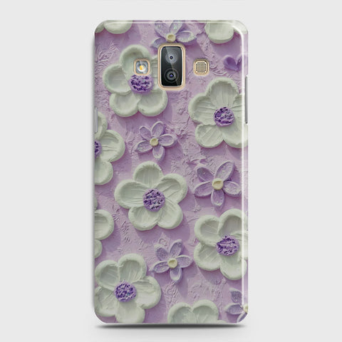 Samsung Galaxy J7 Duo Cover - Floral Series - Design 4 - Purple & White - Matte Finish - Snap On Hard Case with LifeTime Colors Guarantee