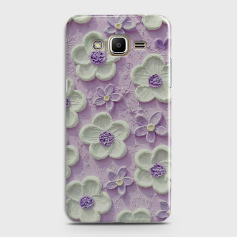 Samsung Galaxy J7 2015 Cover - Floral Series - Design 4 - Purple & White - Matte Finish - Snap On Hard Case with LifeTime Colors Guarantee