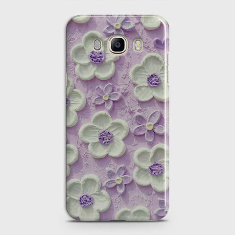 Samsung Galaxy J7 2016 / J710 Cover - Floral Series - Design 4 - Purple & White - Matte Finish - Snap On Hard Case with LifeTime Colors Guarantee