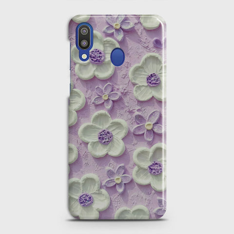 Samsung Galaxy M20 Cover - Floral Series - Design 4 - Purple & White - Matte Finish - Snap On Hard Case with LifeTime Colors Guarantee