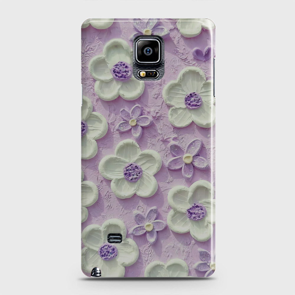 Samsung Galaxy Note 4 Cover - Floral Series - Design 4 - Purple & White - Matte Finish - Snap On Hard Case with LifeTime Colors Guarantee