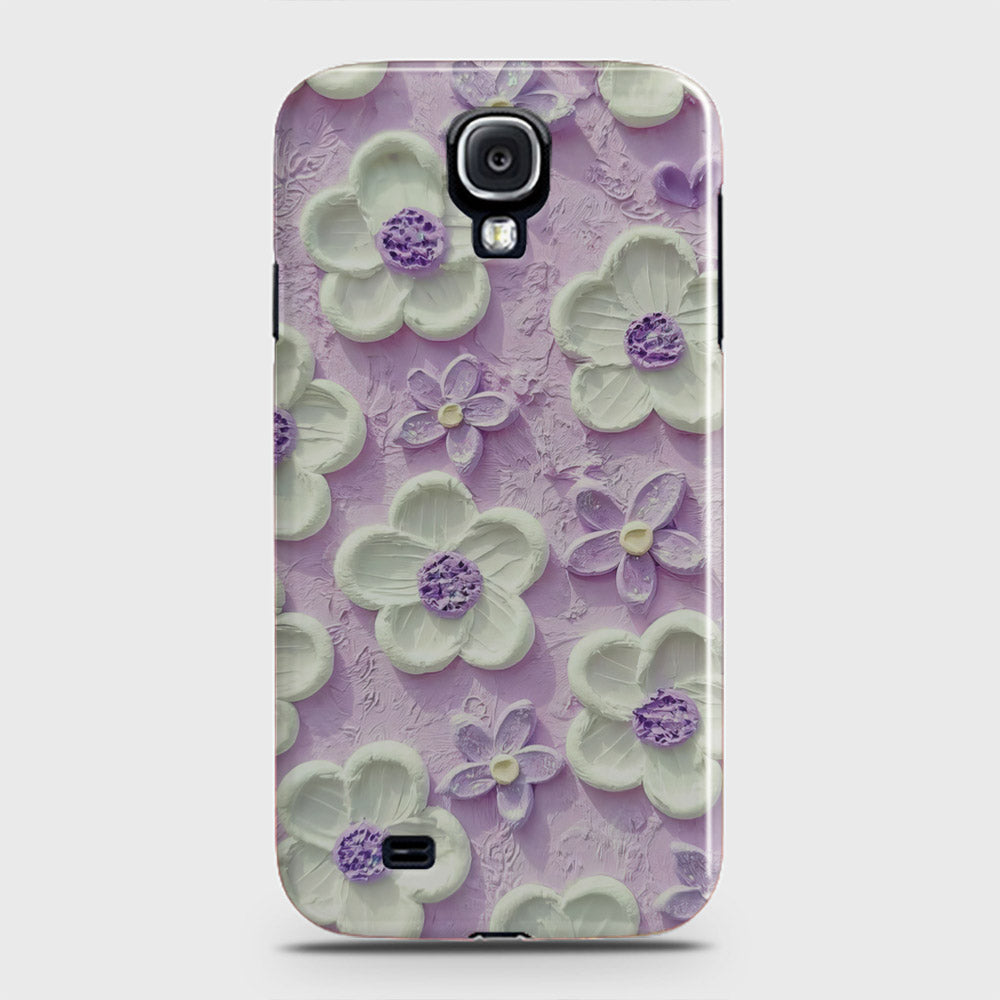 Samsung Galaxy S4 Cover - Floral Series - Design 4 - Purple & White - Matte Finish - Snap On Hard Case with LifeTime Colors Guarantee