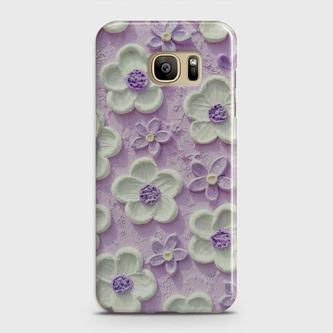 Samsung Galaxy S7 Edge Cover - Floral Series - Design 4 - Purple & White - Matte Finish - Snap On Hard Case with LifeTime Colors Guarantee