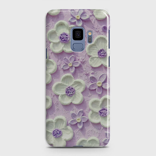 Samsung Galaxy S9 Cover - Floral Series - Design 4 - Purple & White - Matte Finish - Snap On Hard Case with LifeTime Colors Guarantee