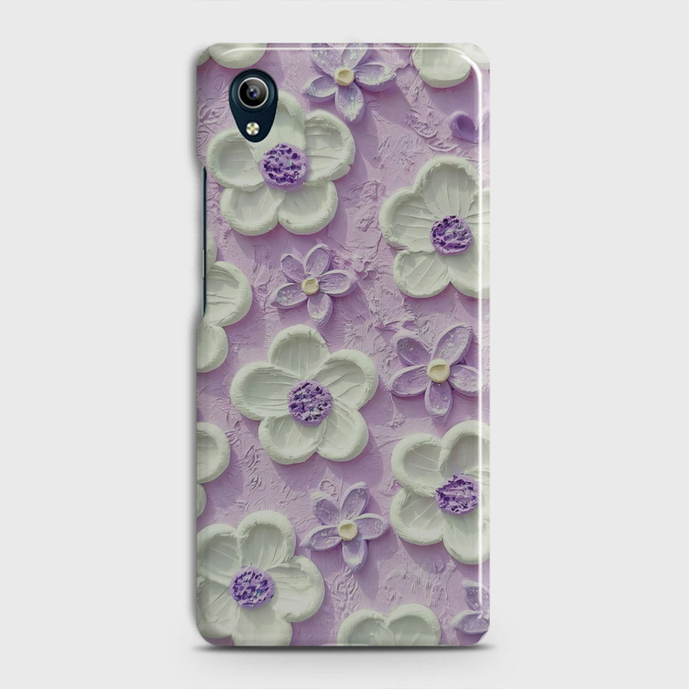 Vivo Y91C Cover - Floral Series - Design 4 - Purple & White - Matte Finish - Snap On Hard Case with LifeTime Colors Guarantee