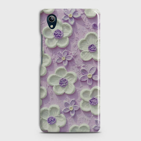 Vivo Y91C Cover - Floral Series - Design 4 - Purple & White - Matte Finish - Snap On Hard Case with LifeTime Colors Guarantee