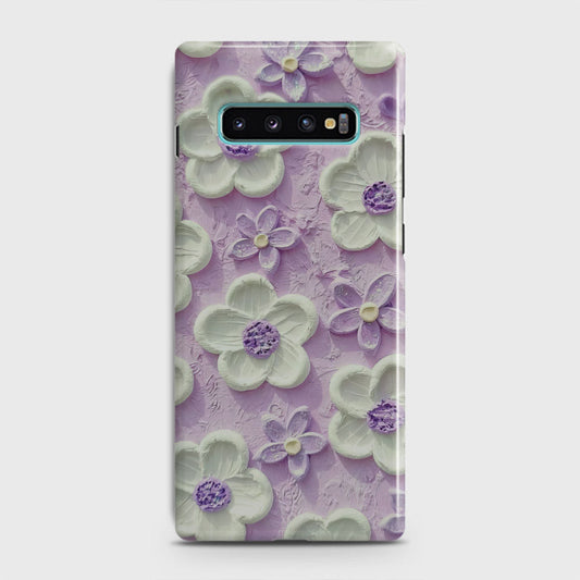 Samsung Galaxy S10 Plus Cover - Floral Series - Design 4 - Purple & White - Matte Finish - Snap On Hard Case with LifeTime Colors Guarantee