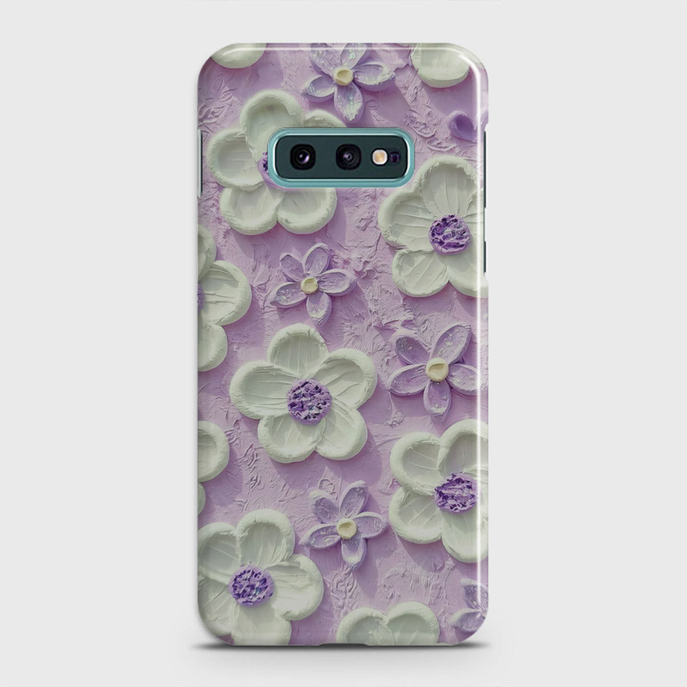 Samsung Galaxy S10e Cover - Floral Series - Design 4 - Purple & White - Matte Finish - Snap On Hard Case with LifeTime Colors Guarantee