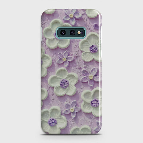 Samsung Galaxy S10e Cover - Floral Series - Design 4 - Purple & White - Matte Finish - Snap On Hard Case with LifeTime Colors Guarantee