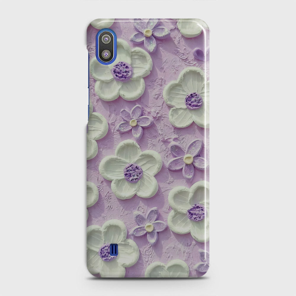 Samsung Galaxy A10 Cover - Floral Series - Design 4 - Purple & White - Matte Finish - Snap On Hard Case with LifeTime Colors Guarantee