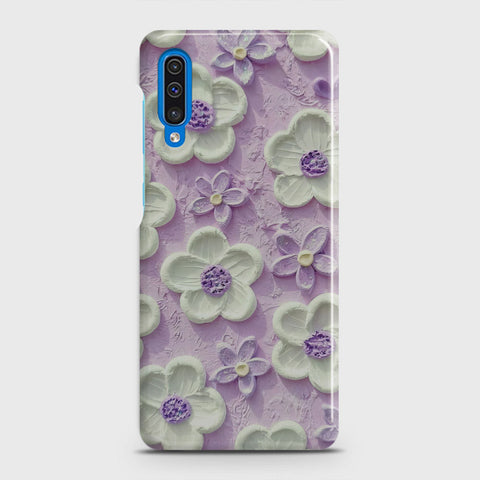 Samsung Galaxy A50 Cover - Floral Series - Design 4 - Purple & White - Matte Finish - Snap On Hard Case with LifeTime Colors Guarantee