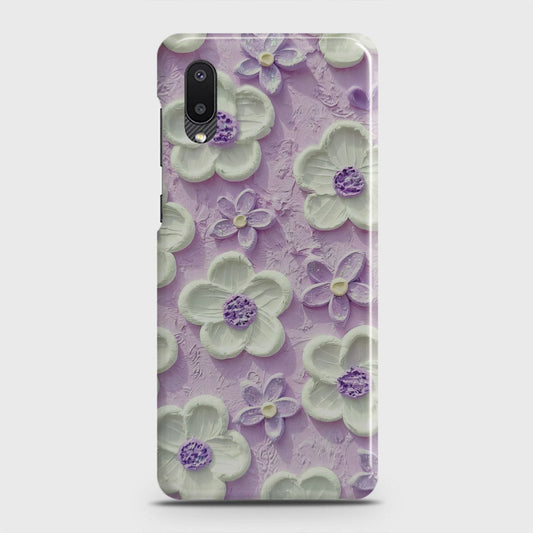 Samsung Galaxy A02 Cover - Floral Series - Design 4 - Purple & White - Matte Finish - Snap On Hard Case with LifeTime Colors Guarantee