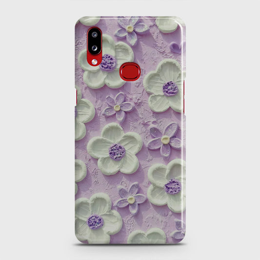 Samsung Galaxy A10s Cover - Floral Series - Design 4 - Purple & White - Matte Finish - Snap On Hard Case with LifeTime Colors Guarantee