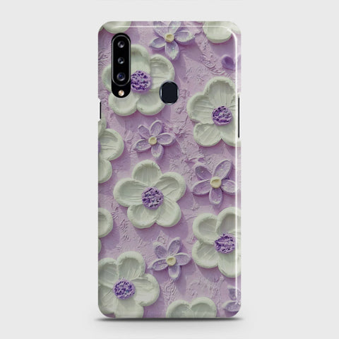 Samsung Galaxy A20s Cover - Floral Series - Design 4 - Purple & White - Matte Finish - Snap On Hard Case with LifeTime Colors Guarantee