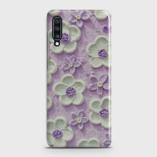 Samsung Galaxy A70 Cover - Floral Series - Design 4 - Purple & White - Matte Finish - Snap On Hard Case with LifeTime Colors Guarantee