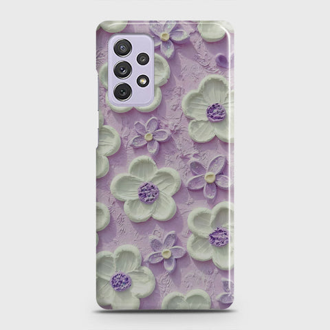 Samsung Galaxy A72 Cover - Floral Series - Design 4 - Purple & White - Matte Finish - Snap On Hard Case with LifeTime Colors Guarantee