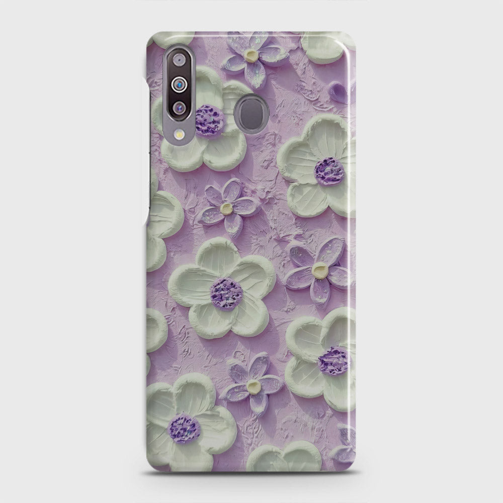 Samsung Galaxy M30 Cover - Floral Series - Design 4 - Purple & White - Matte Finish - Snap On Hard Case with LifeTime Colors Guarantee