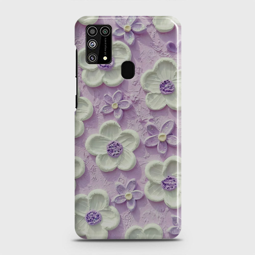 Samsung Galaxy M31 Cover - Floral Series - Design 4 - Purple & White - Matte Finish - Snap On Hard Case with LifeTime Colors Guarantee