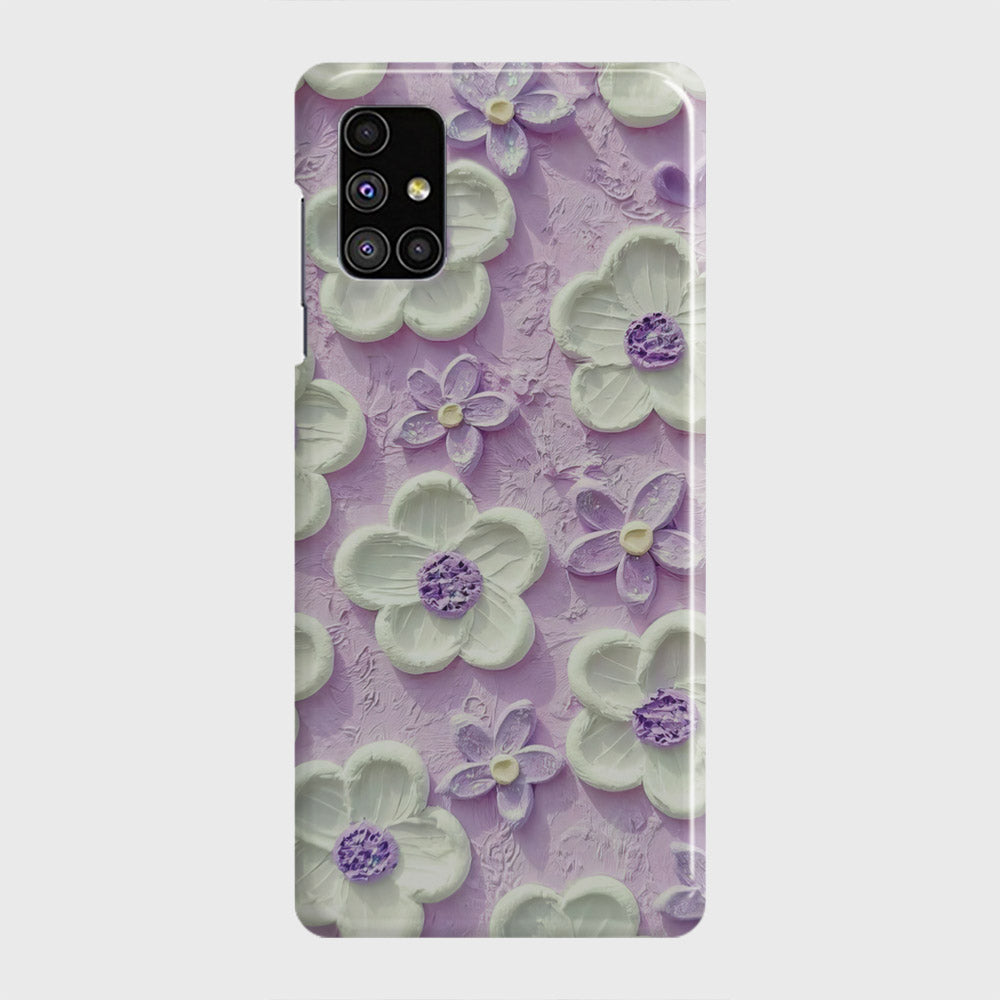 Samsung Galaxy M51 Cover - Floral Series - Design 4 - Purple & White - Matte Finish - Snap On Hard Case with LifeTime Colors Guarantee