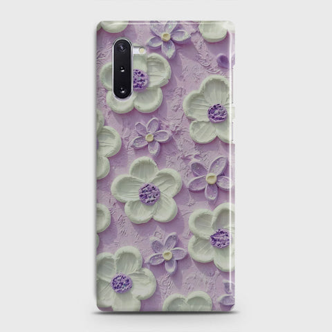 Samsung Galaxy Note 10 Cover - Floral Series - Design 4 - Purple & White - Matte Finish - Snap On Hard Case with LifeTime Colors Guarantee