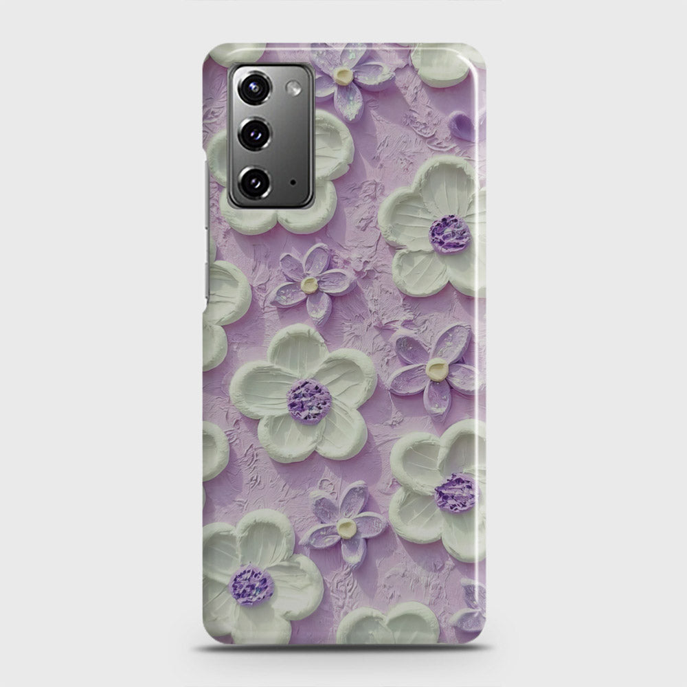 Samsung Galaxy Note 20 Cover - Floral Series - Design 4 - Purple & White - Matte Finish - Snap On Hard Case with LifeTime Colors Guarantee